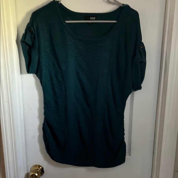 a.n.a Green Ruched Short Sleeve T-Shirt - Picture 1 of 10